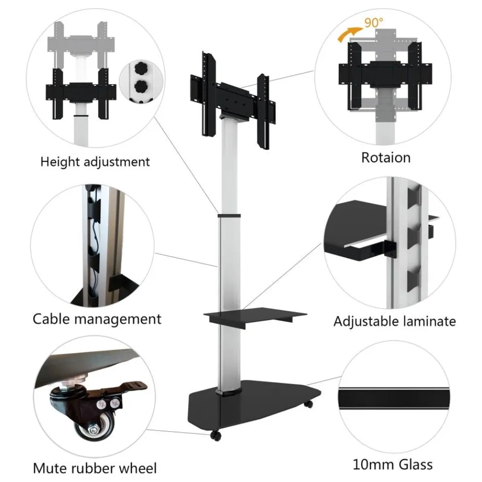 Carrello porta TV Agile regolabile e ruotabile