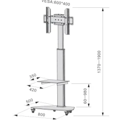 Carrello porta TV Agile regolabile e ruotabile