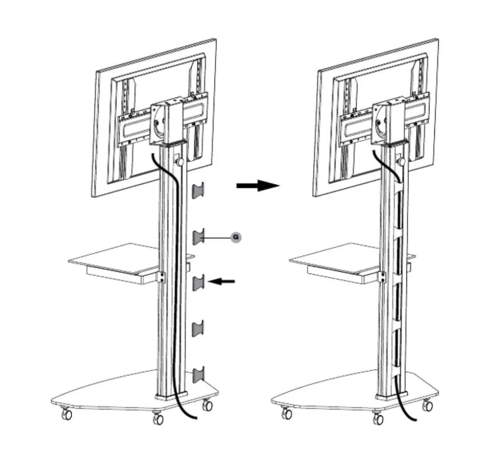 Carrello porta TV regolabile e ruotabile Agile Bianco