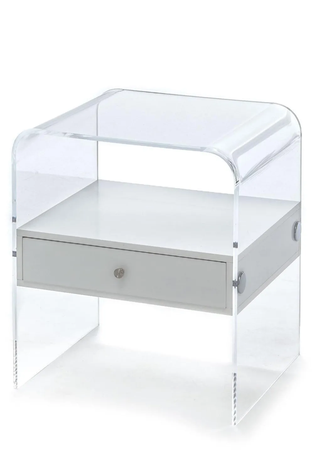 Comodino moderno Almada in plexiglass trasparente