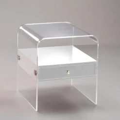 Comodino moderno Almada in plexiglass trasparente