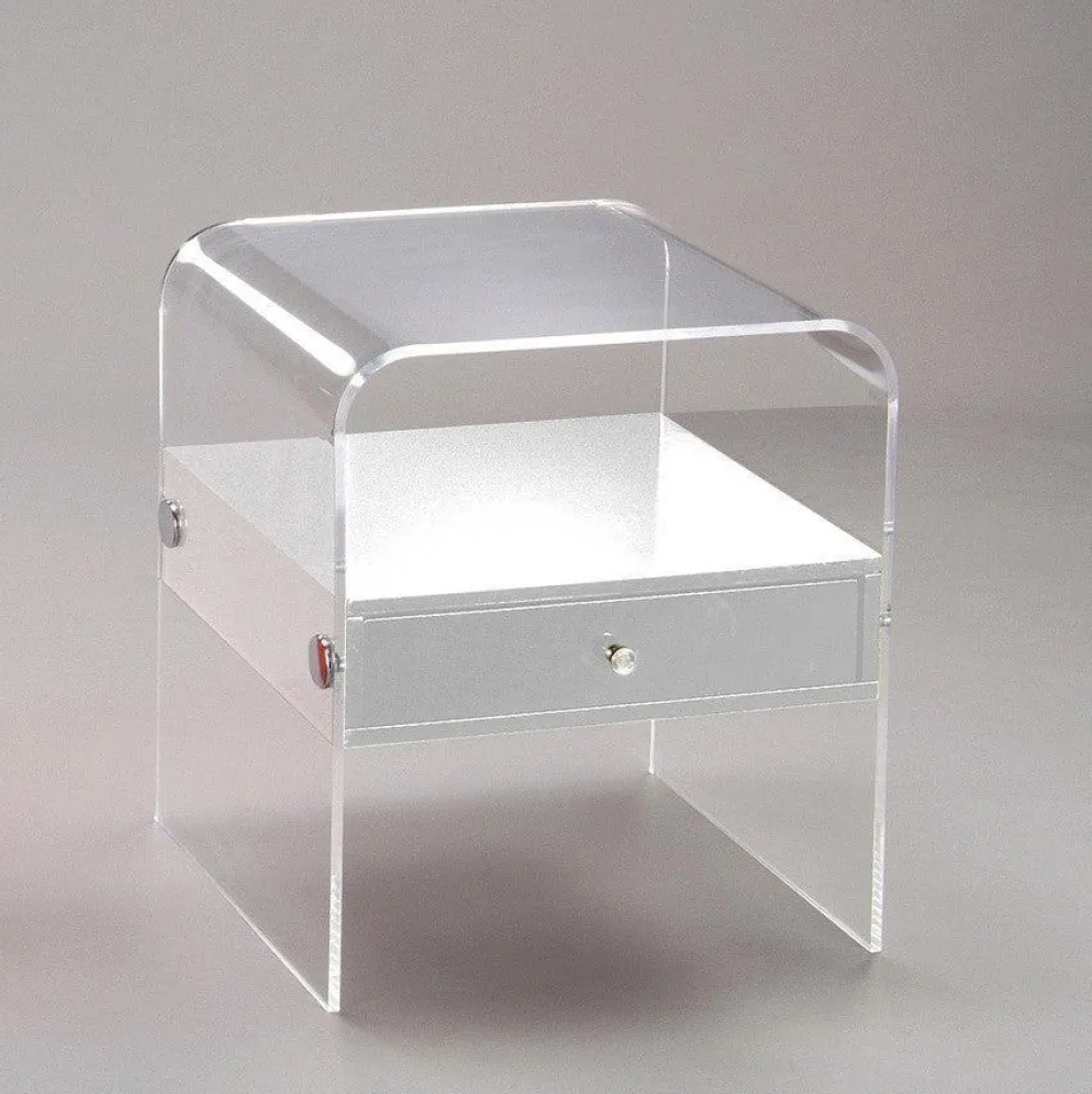 Comodino moderno Almada in plexiglass trasparente