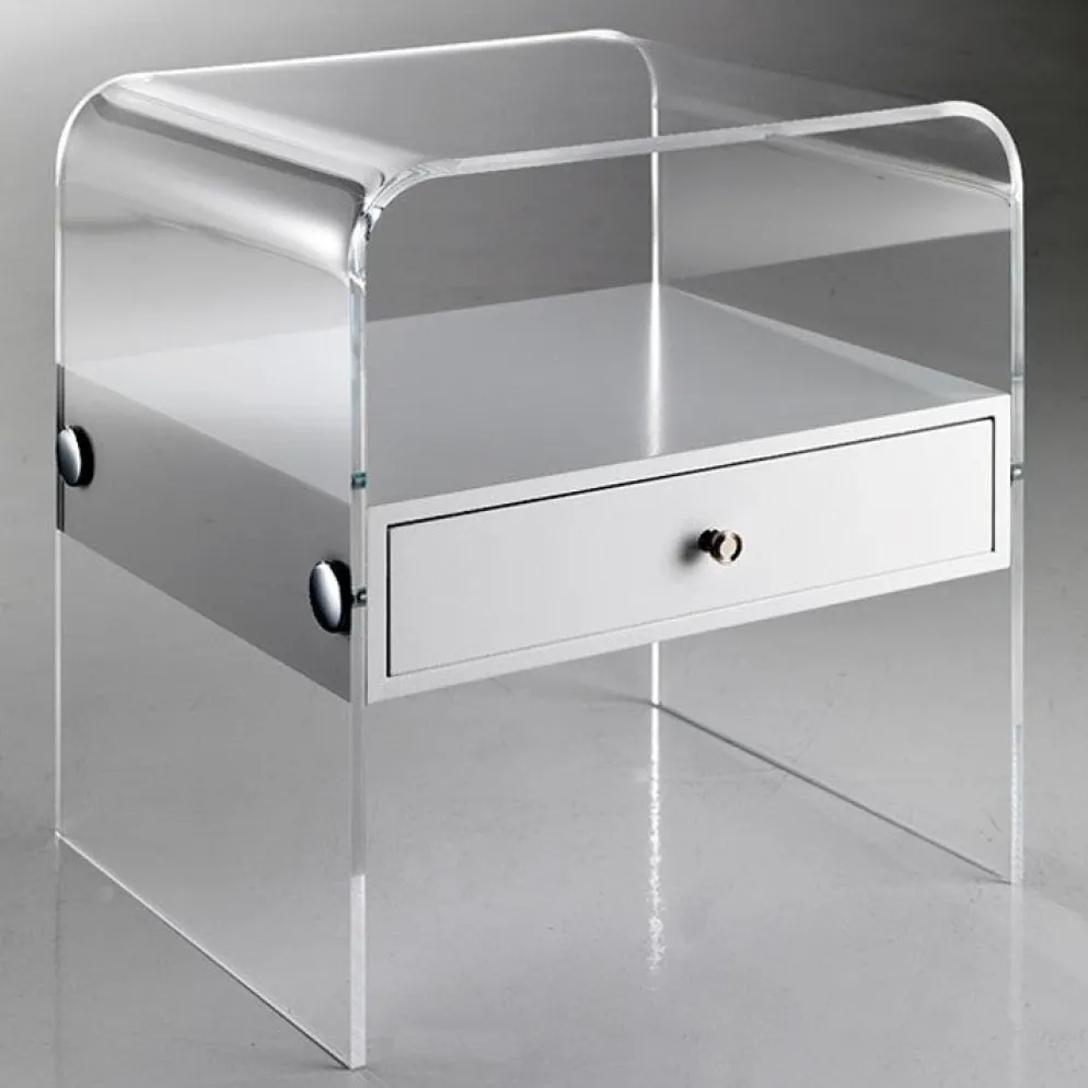 Comodino moderno Almada in plexiglass trasparente