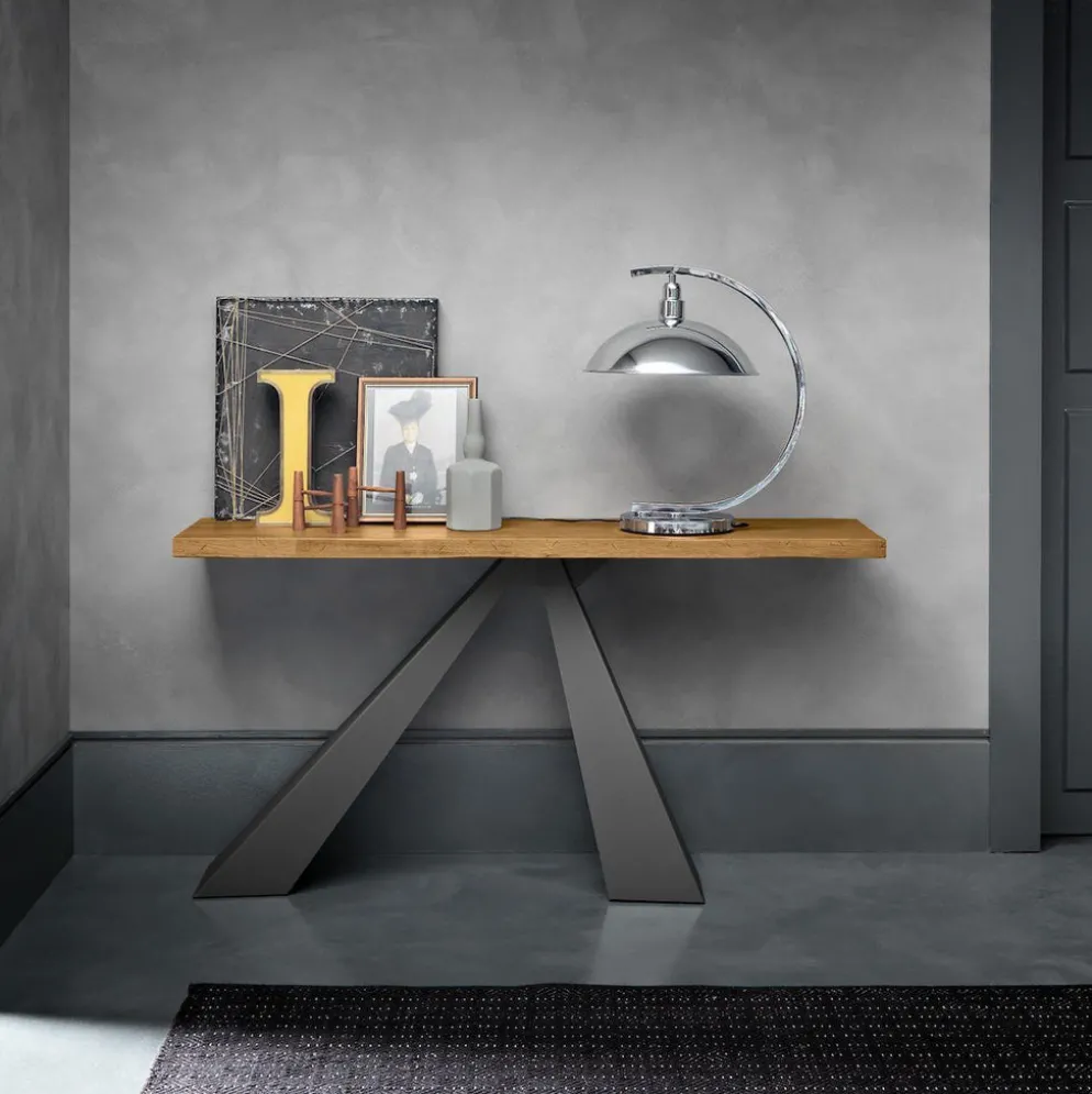 Consolle ingresso in metallo e legno Vesper