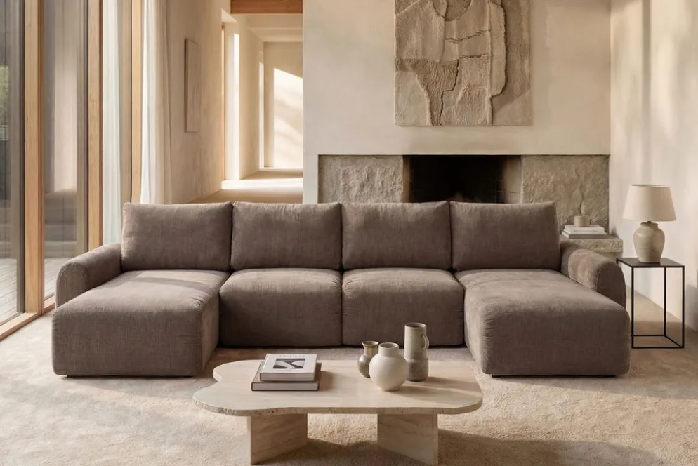 Divano letto matrimoniale Norum Curve U