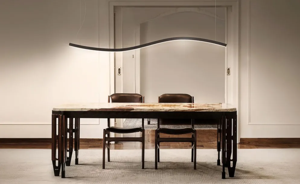 Lampadario a sospensione Curve a LED in alluminio