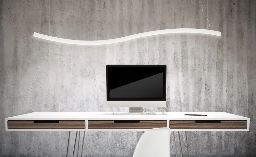 Lampadario a sospensione Curve a LED in alluminio