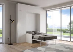 Letto a scomparsa con divano una piazza e mezza colonna e pensili Lexton