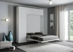 Letto matrimoniale a scomparsa con colonna e pensili Lexton