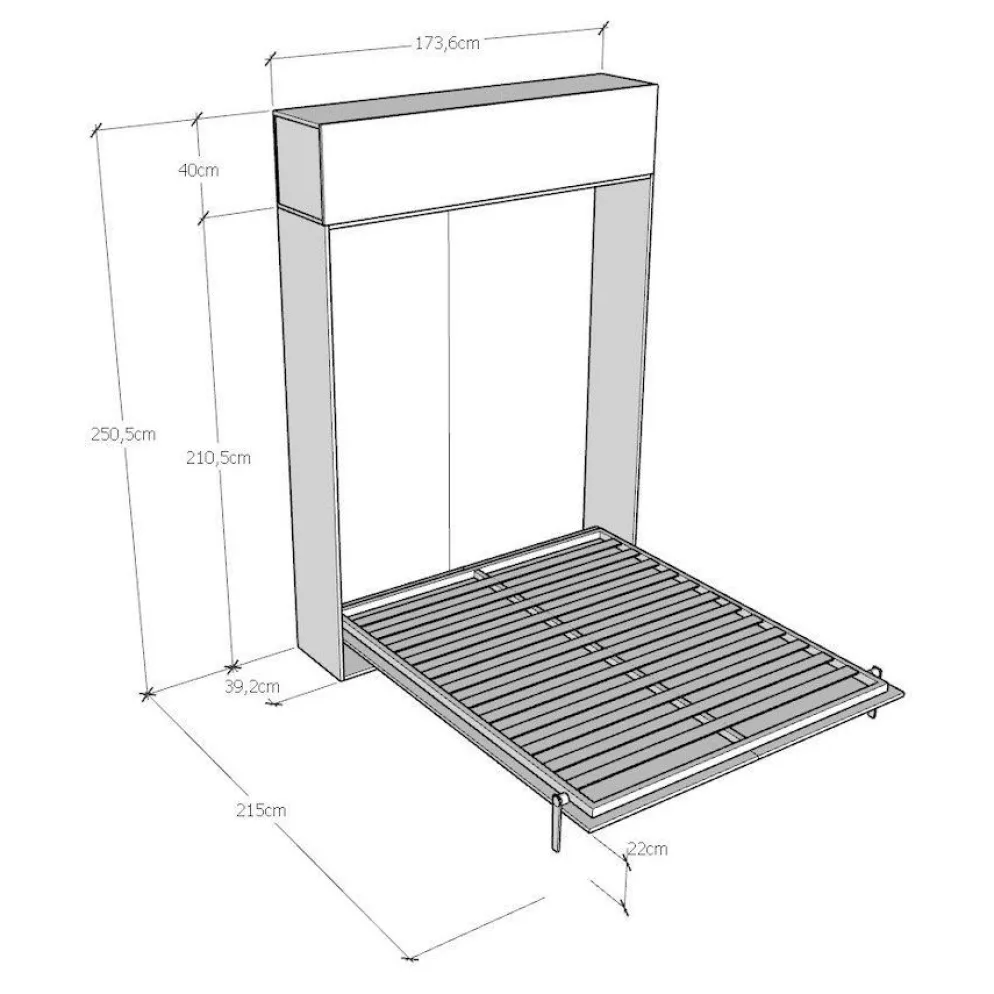 Letto matrimoniale a scomparsa con pensile Lexton
