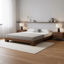 Letto sommier in legno massello Edvin Noce
