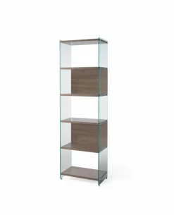 Libreria a colonna Tibor202 in vetro e laminato 202 cm