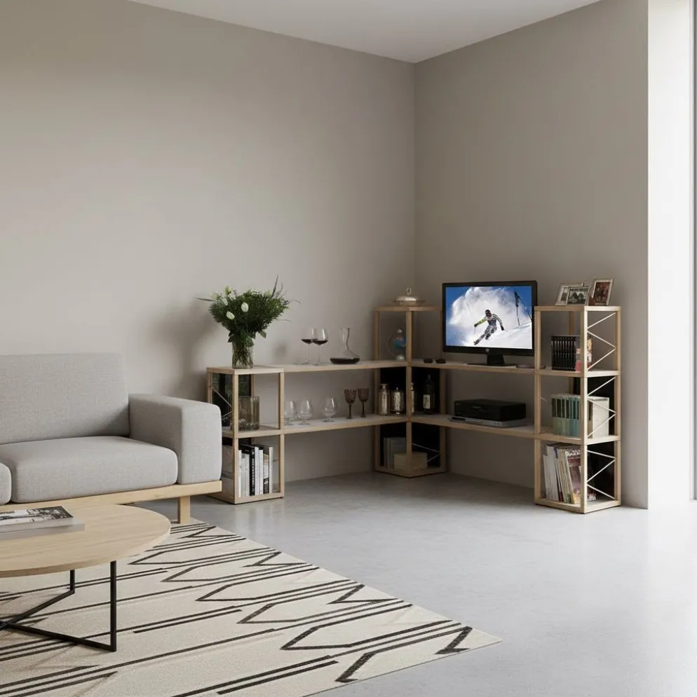 Libreria angolare in rovere naturale Castelli 4