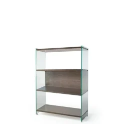 Libreria colonna Tibor126 in vetro e laminato 120 cm