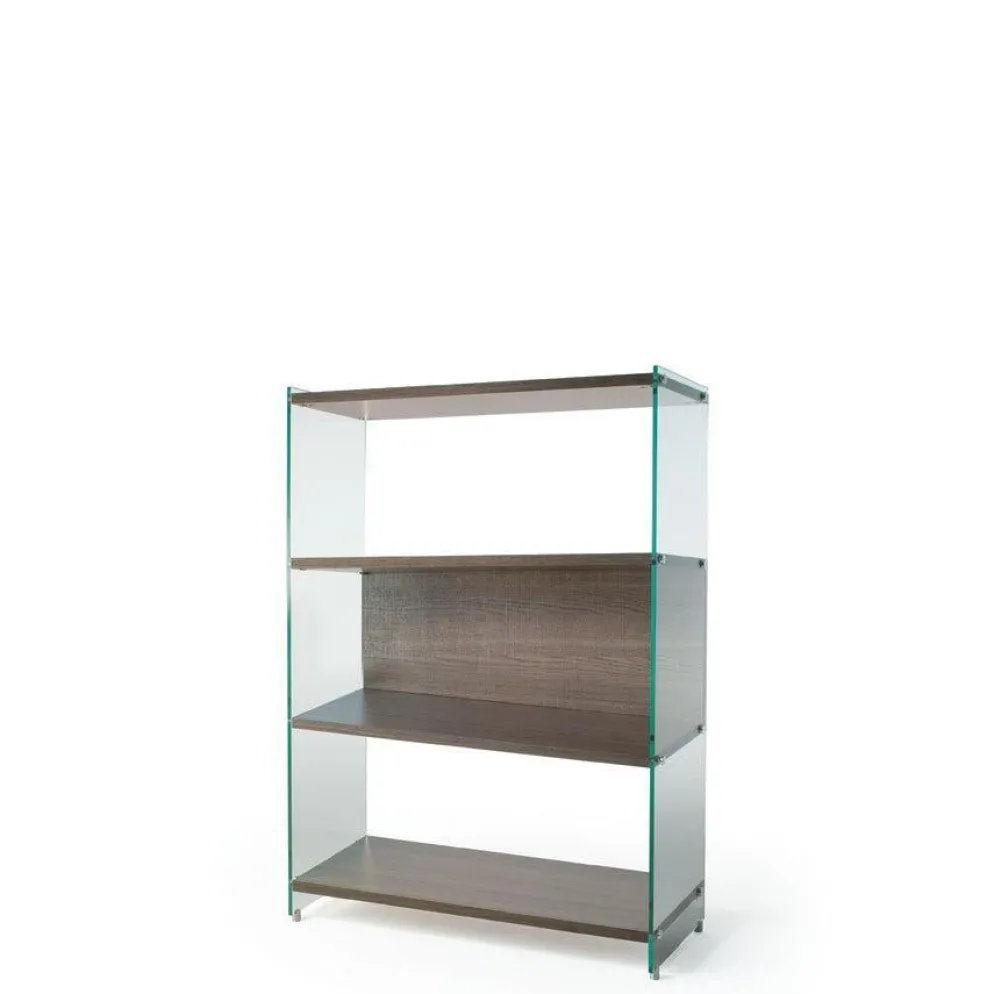 Libreria colonna Tibor126 in vetro e laminato 120 cm