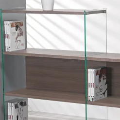 Libreria design Tibor10 divisoria in laminato e vetro
