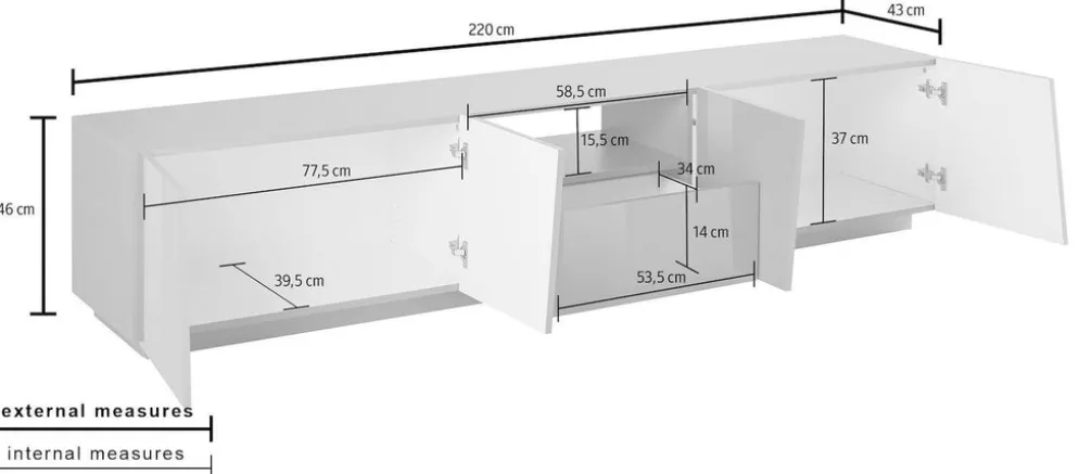 Mobile porta TV Annabel 4A/1C/1V White