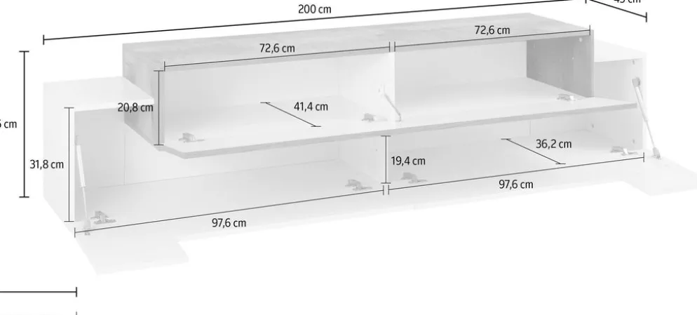 Mobile porta TV 200 cm Krisen Maple