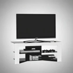 Mobile porta TV design Trix in legno bianco e vetro
