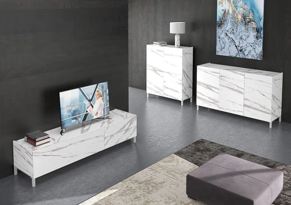 Mobile porta TV Melbourne Marble