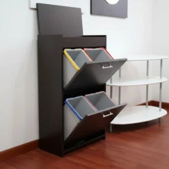 Mobile raccolta differenziata Gea in legno 4 secchi