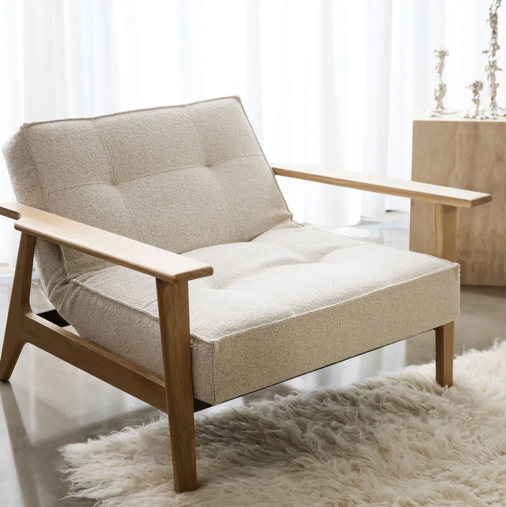 Poltrona design scandinavo in tessuto SplitBack Frej