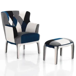 Poltrona e pouf patchwork Axel