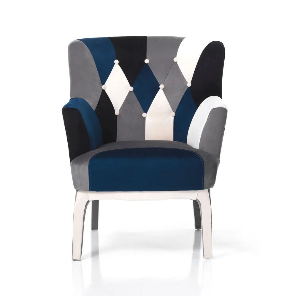 Poltrona e pouf patchwork Axel