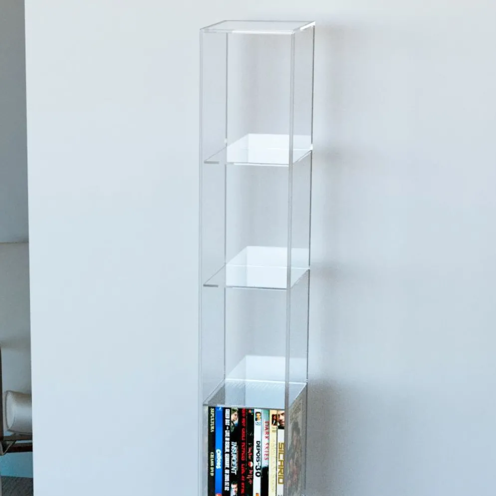 Porta CD a colonna in plexiglass Slim