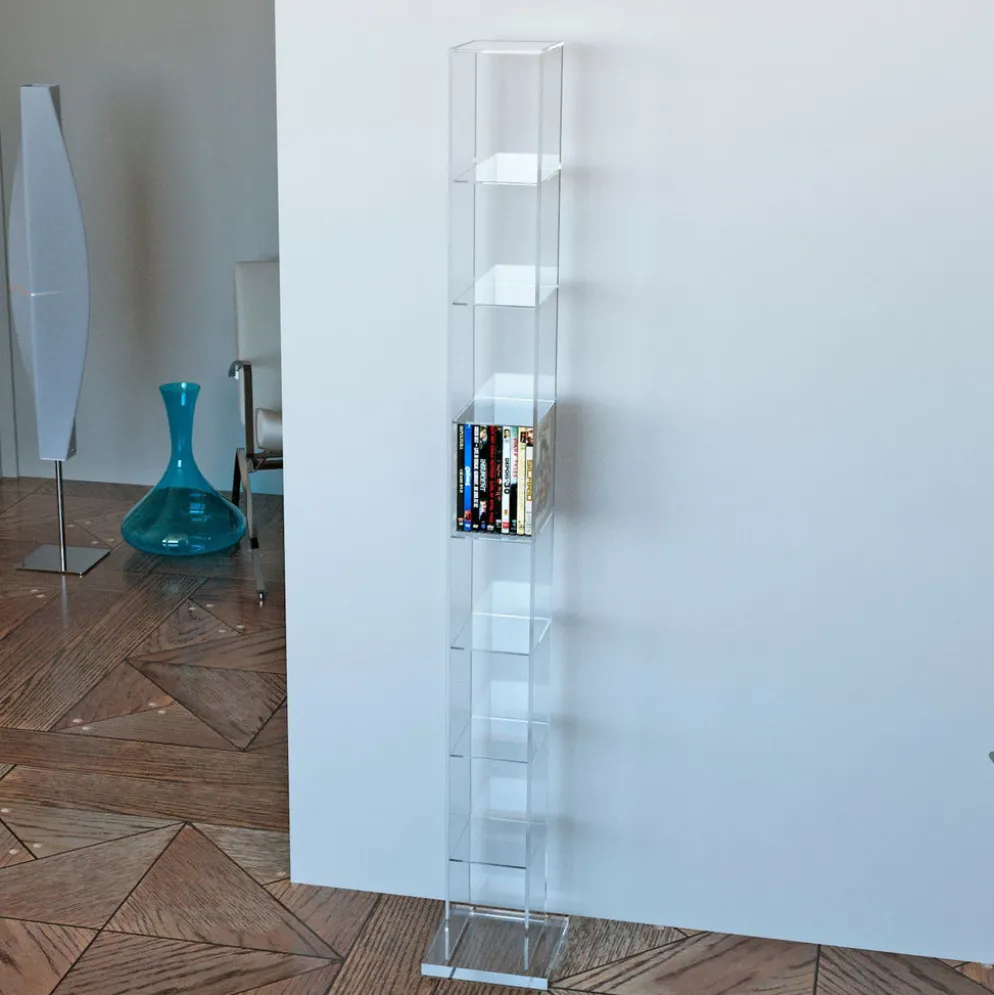 Porta CD a colonna in plexiglass Slim