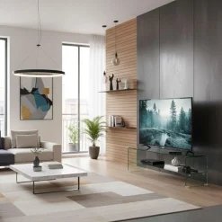 Porta TV in vetro curvato trasparente Fancy 130
