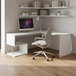 Scrivania angolare con libreria Lionel White