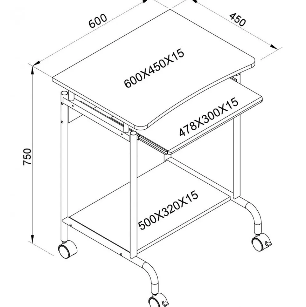 Scrivania porta PC bianca Compact 60 x 45 cm