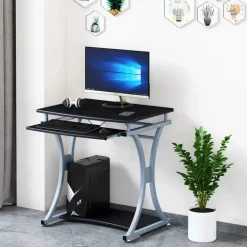 Scrivania porta PC in metallo e legno Compatta-B