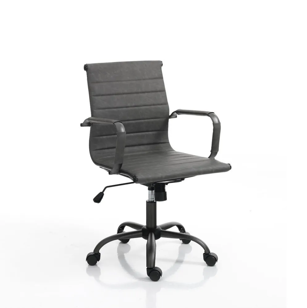 Sedia ufficio in pelle sintetica Mastery Small Old Grey