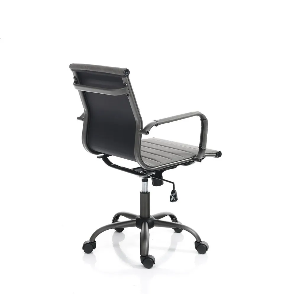 Sedia ufficio in pelle sintetica Mastery Small Old Grey