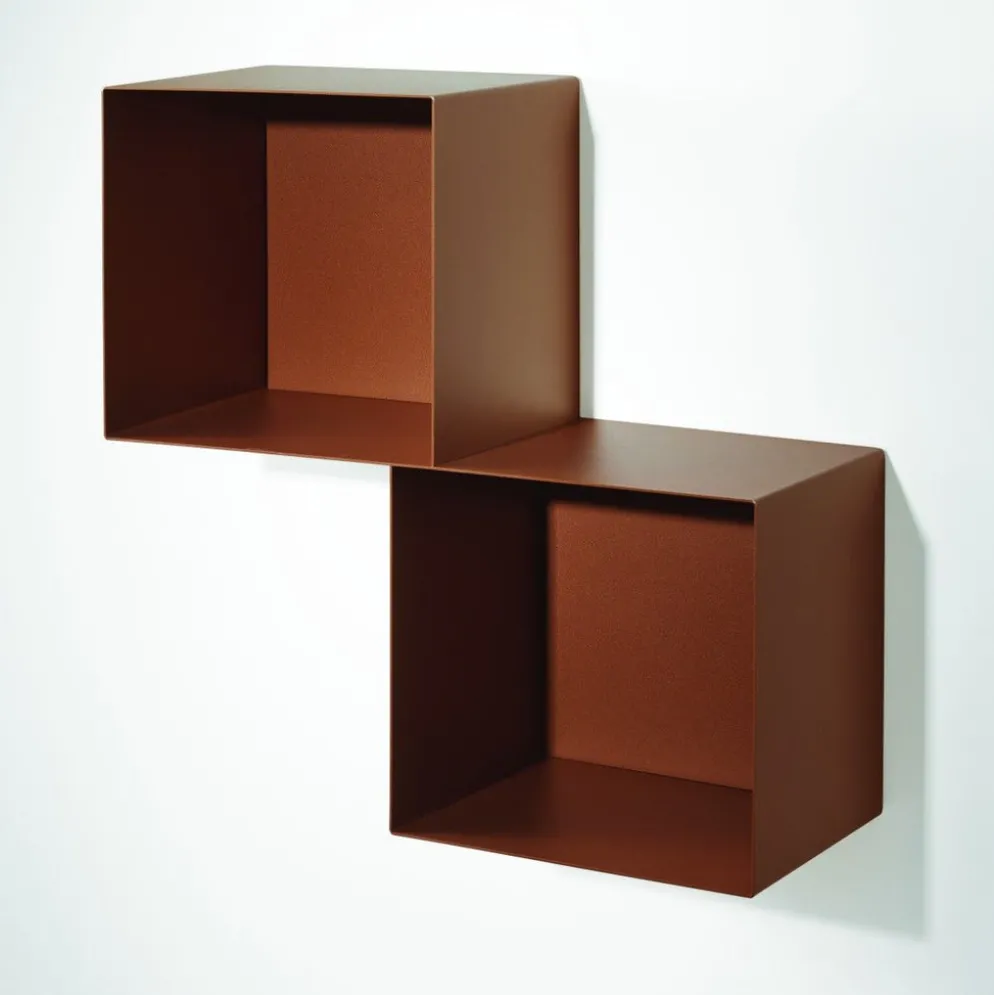 Set 4 cubi da parete in acciaio Naoki