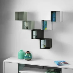 Set 3 cubi da parete in acciaio Naoki