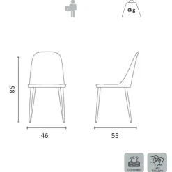 Set 4 sedie imbottite Sanna Fab