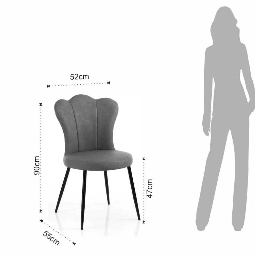 Set 4 sedie imbottite Tarja Grey