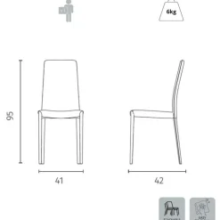 Set 4 sedie impilabili Levina