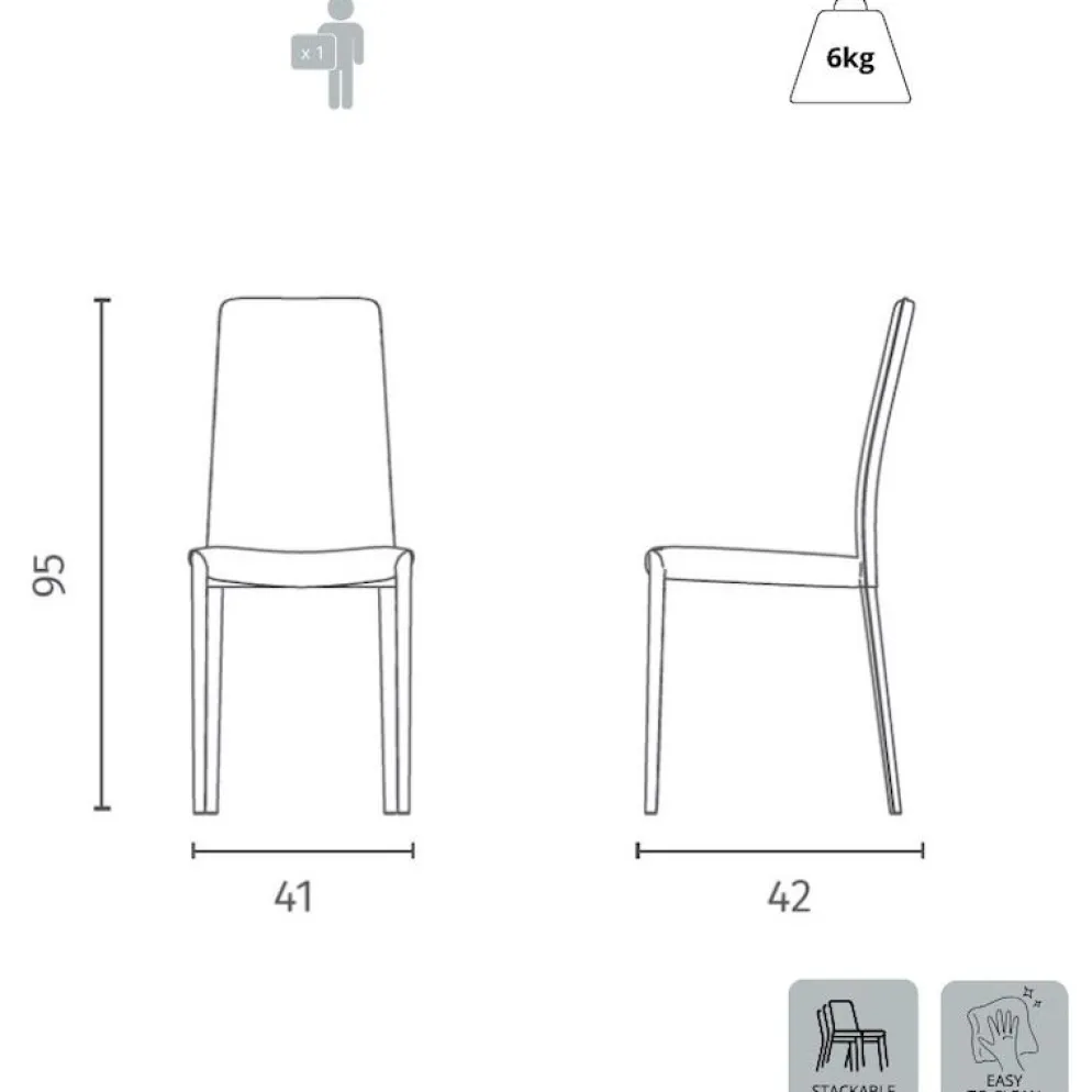 Set 4 sedie impilabili Levina