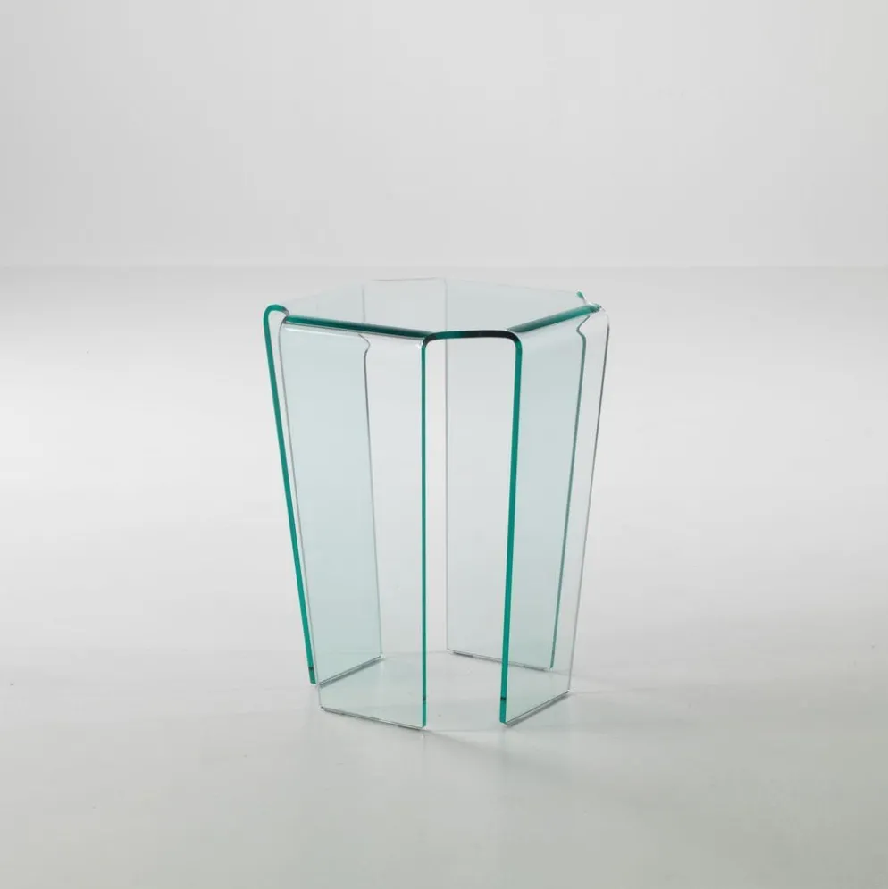 Tavolino lato divano in vetro curvato Morley