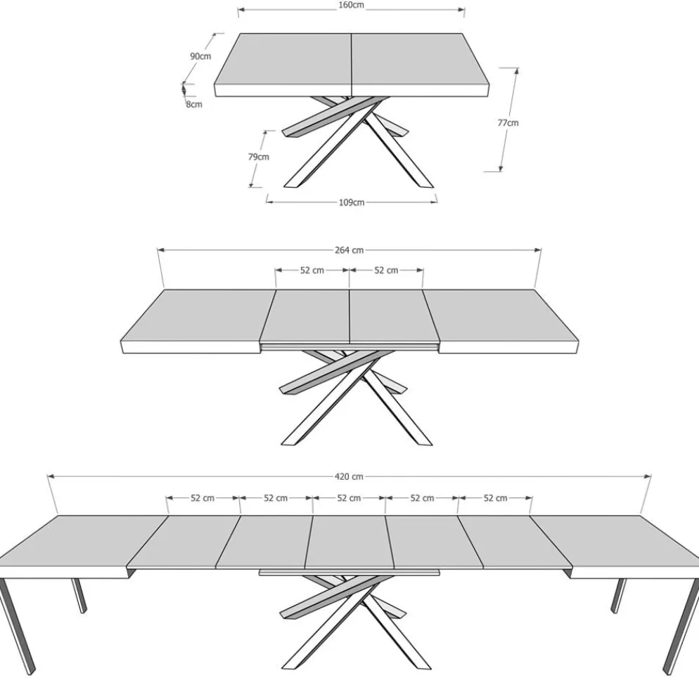 Tavolo allungabile Aberdeen 4B 90x160/420 cm