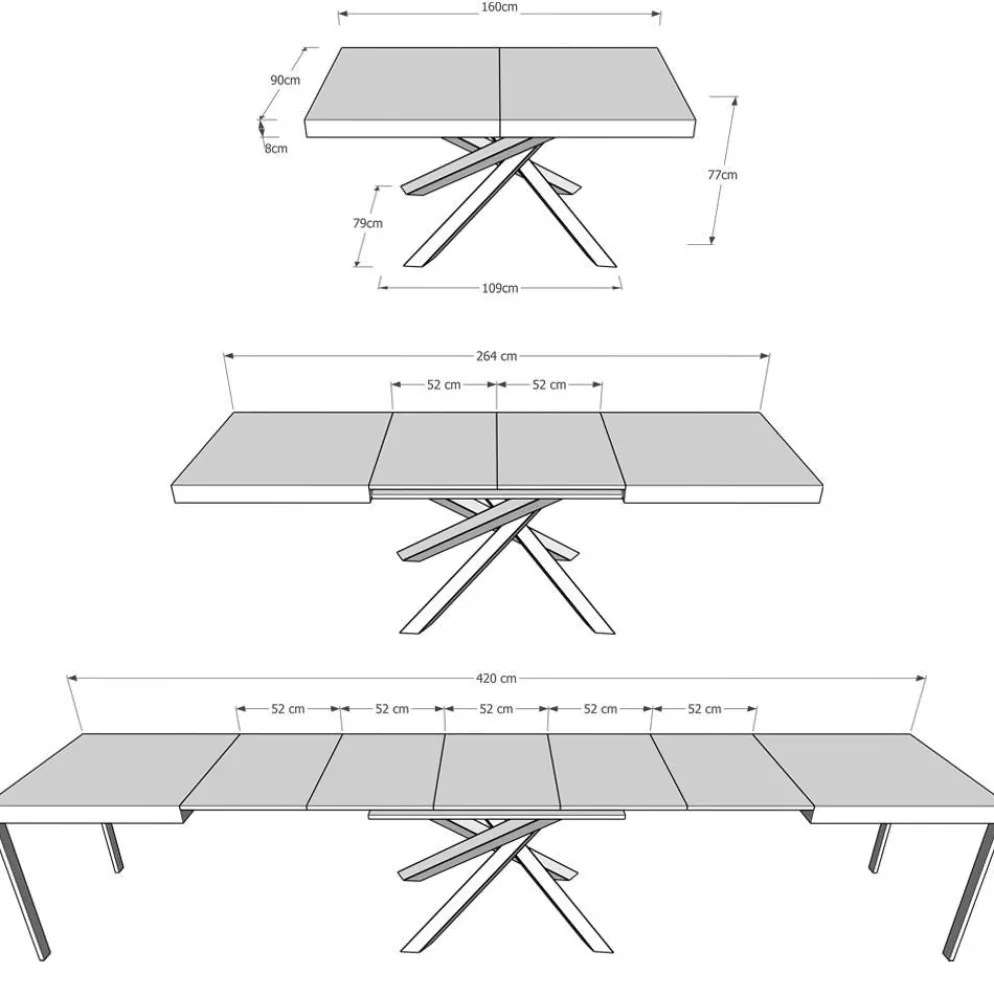 Tavolo allungabile Aberdeen 4A 90x160/420 cm
