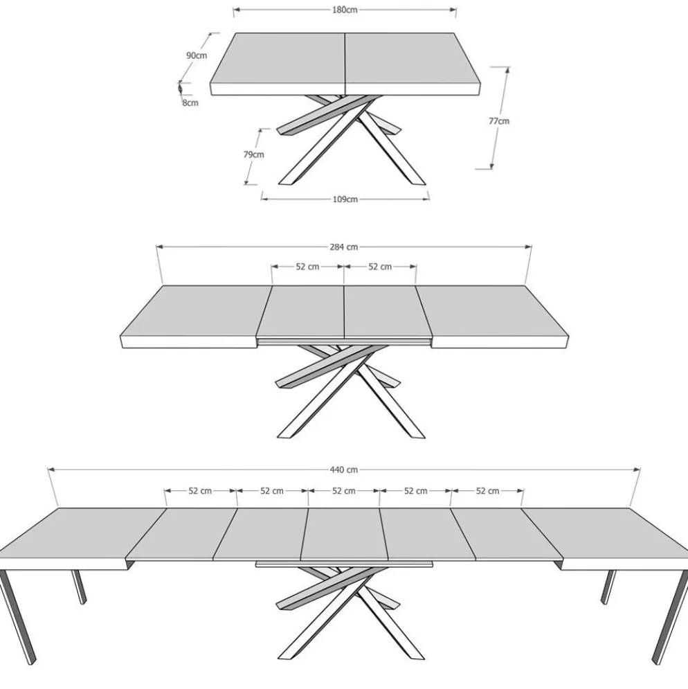 Tavolo allungabile Aberdeen 90x180/440 cm