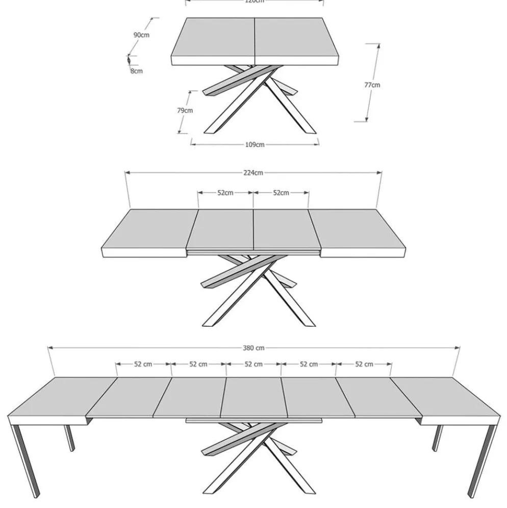 Tavolo allungabile Aberdeen Evolution 90x120/380 cm