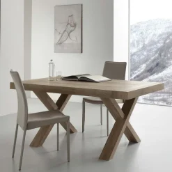 Tavolo allungabile Aras in nobilitato bianco e rovere