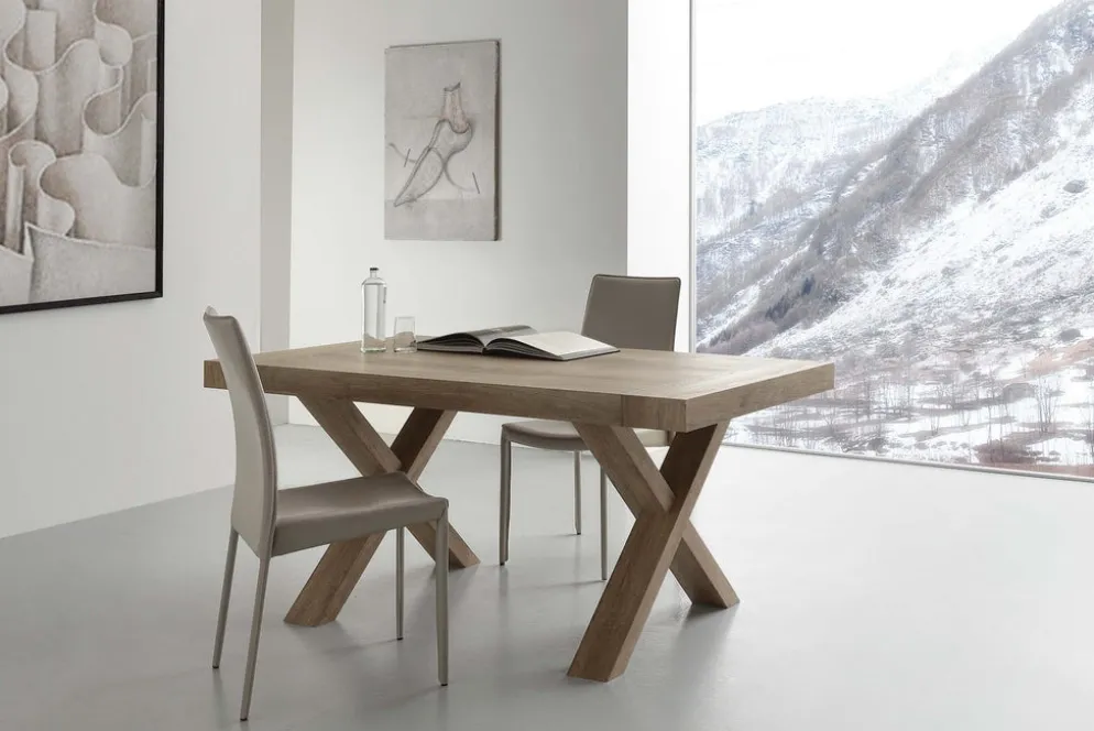 Tavolo allungabile Aras in nobilitato bianco e rovere