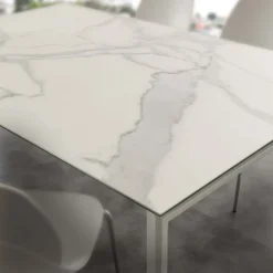 Tavolo allungabile in acciaio e ceramica Duarte Duo